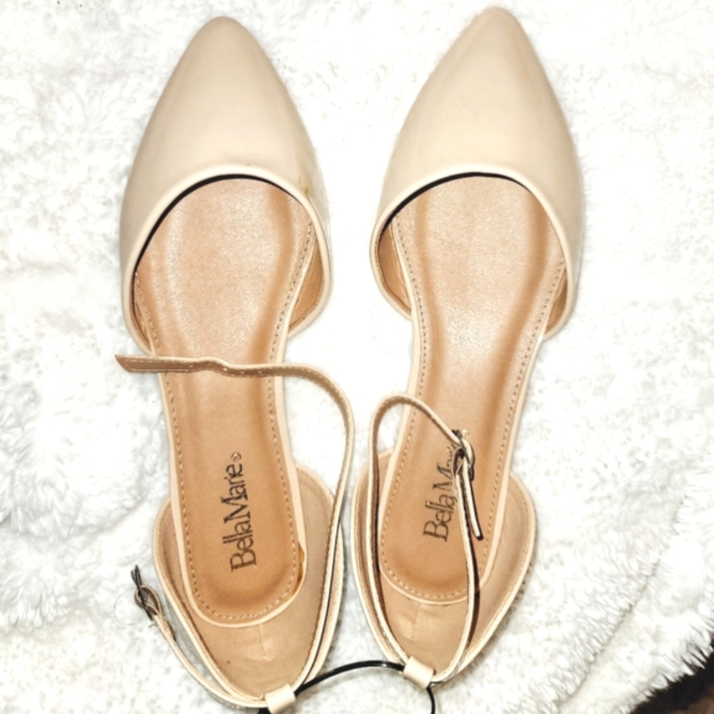 Bella Marie Nude Ankle Strap Flats